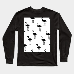 Monochrome Flamingos Long Sleeve T-Shirt